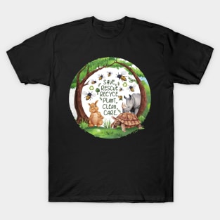 Save Bees Rescue Animals Recycle Plastic Earth Day T-Shirt